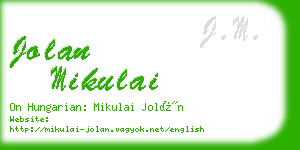 jolan mikulai business card